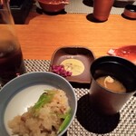 昔心の宿 金みどり - 松茸ご飯　味噌汁　漬物