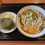 うどん・そば 今庄 - 月見うどん こんぶおにぎり