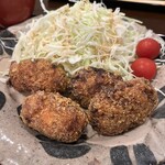 ごはんや燁 - メンチカツとクリームコロッケ　アップ