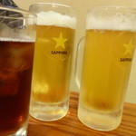 居酒屋 島ちゃん - 生ビール　500円×2　烏龍茶　350円×2