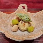 Touzentei - 銀杏、栗、モロッコいんげん、落花生、魚はイサキだったかな？あられ揚げ