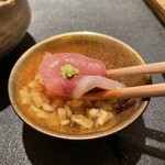 銀座 有涯 - 玉ねぎを漬けた醤油と