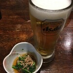 町の居酒屋　西菜 - "生ビールとお通し"
