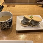 やきとり家すみれ - 鳥スープ&チョコミンチョサンド　相反するやつら