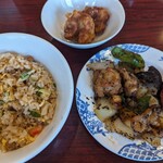 Bamiyan - 鶏肉豆鼓炒め（小）と半チャーハンから揚げセット