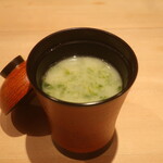 鮨 しみづ - 青海苔の味噌汁