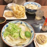 Marugame Seimen - すだちおろし+おろしトッピング　天ぷら饅頭　かけうどん温　かきあげ　さつまいも天