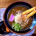 かずら - エビ天カレー蕎麦・・・中はうどんです。