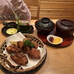 Fuwari - 息子っちの！お造りとご飯、汁物、から揚げ。無論、大人のにも手を出してた笑