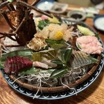 旬鮮味処 おおてら - 伊勢海老のお造りと、旬魚の盛り合わせ18000円　伊勢海老のお味噌汁込み