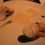 レストランディファランス - 馬面剥と蕪・・・写真失敗ですが、蕪の食感と鮍のコラボ。