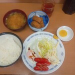 Meoto Shokudou - ウィンナーエッグ定食 がんも煮