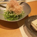 心斎橋神楽 - 塩ピーマンとお通し豆腐
