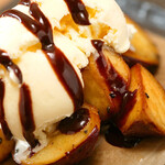 Hot Candied sweet potatos and cold vanilla ice cream