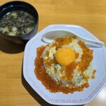 大衆食堂 てんぐ大ホール - いくら焼き飯+単品みそ汁 ¥1,089+¥77-