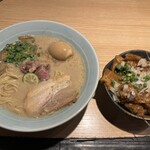 自家製麺 MENSHO TOKYO - ラム豚骨らーめん味玉&端っこチャーシュー丼¥1400