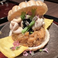 鉄板焼き いわ倉 - ちらし温寿司の最中包み