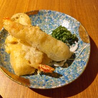 中国薬膳料理 星福 - エビとエリンギの海苔巻き揚げ