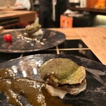 和フレンチバル村塾 - コースの温前菜　蝦夷鮑　ブルゴーニュバター