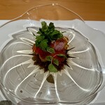 みえ田 - 網走のキンキ炭火焼き、いくら、辛味大根、青南蛮のオイル