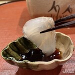 御料理 寺沢 - 眞子鰈の造りを割醤油とともに