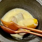 渡辺料理店 - ドフィノワ風にインカの目覚めをラクレットで絡めたガルニチュールも出してくれました