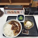 Yoshinoya - 牛ハヤシライスご飯増量、ポテトサラダ、納豆