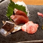 創作鉄板と鮨 たけはな - 美味しい刺身　太刀魚・鰹・絶品のマグロの目の周り