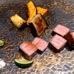 創作鉄板と鮨 たけはな - 絶品！！！宮崎牛赤身ステーキ