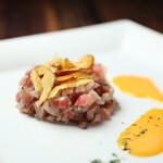 Domestic beef and smoked cheese tartar