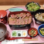 ビフテキ重・肉飯 ロマン亭 - 大阪ビフテキ重のお膳セット