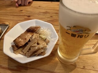 麺場 浜虎 - 鶏チャーメンマ・生ビール