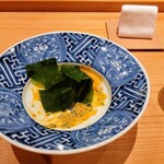 鮨 さかい - 残ったあん肝はワカメでいただいた