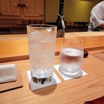 鮨 さかい - 日本酒のペアリングをお願いしたが、最初はいつものように芋ソーダ
