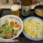 松屋 - 魯肉飯＆サラダ＆瓶ビール　1160円