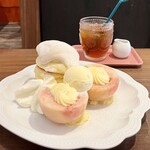 カフェ レードル - 桃とアールグレイのスフレ、有機紅茶 ( ICE )♡