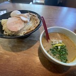 麺堂 稲葉 - 鶏白湯つけめん　全部のせ　大盛