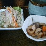 手打ちそば楽庵 - サラダなど（ミニ天丼セット）