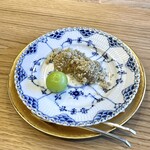 柚木元 - ⑭わらび餅の栗粉掛け