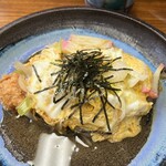 東京庵 - かつ丼にかけセット 1,350円 (かつとじ)