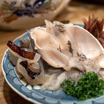 Furukawa - ウミタケ刺身、赤クラゲ刺身