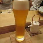 寿司 竹本 - 先ずは、生ビールを