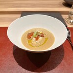 パルコ フィエラ - 毛蟹のヴァン・ジョーヌ蒸し、焼き秋茄子＆札幌黄のすり流し、泡盛＆鮎の魚醤漬けのイクラ