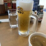 Jori Pasuta - 生ビールて乾杯なり♪スープはチキンコンソメのベーコン&オニオン