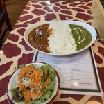 ニューサラティー - ダブルカレーライスとセットのサラダ('23/10/18)