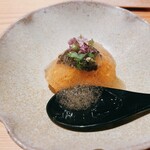 鮨 さかい - 大分姫島の赤うにとキャビア、甘酢のジュレがけ