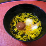 千松しま - 【椀物･･･梅干・メヌケ・粟餅・菊の花】◎2009/9