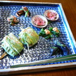 千松しま - 【八寸･･･秋刀魚笹蒸寿司、みんく鯨、ホウレンソウ、ナス、など】★2009/9