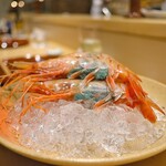 銀座 しのはら - ぼたん海老も大きい。あとで紹興酒漬けにて。