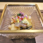銀座 しのはら - クルマエビ、アワビ、玉子豆腐でスタート。